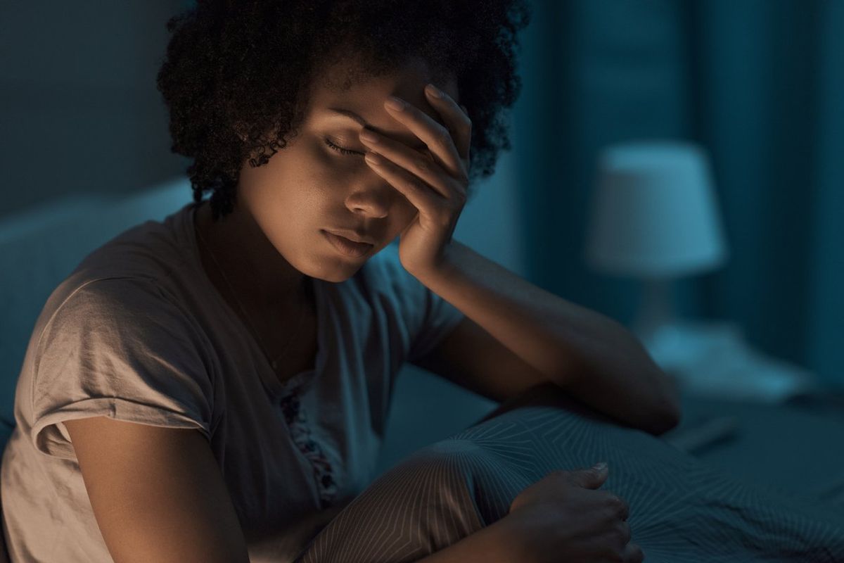 Depressed woman suffering from insomnia